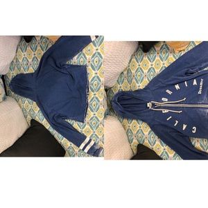 A crop top blue hoodie